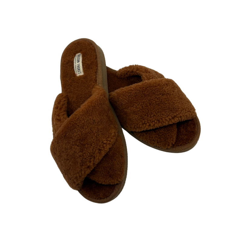 Claquettes Chinelo à Brides Croisées en Peau de Mouton – Maison Thuret