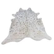Peau de Vache dévorée argentée blanche